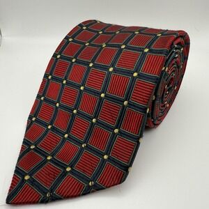 Sulka French Silk Tie‎ Men's Red Geometric